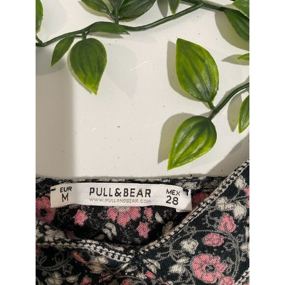 Pull & Bear Womens Floral Maxi Dress Black & Pink Viscose Size M - Picture 9 of 14